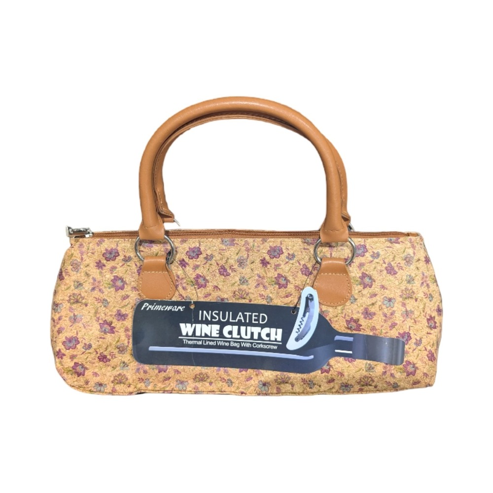 ✨Primrose Insulated Wine Clutch Floral Cork Handbag Thermal Wine Carrier Purse ✨